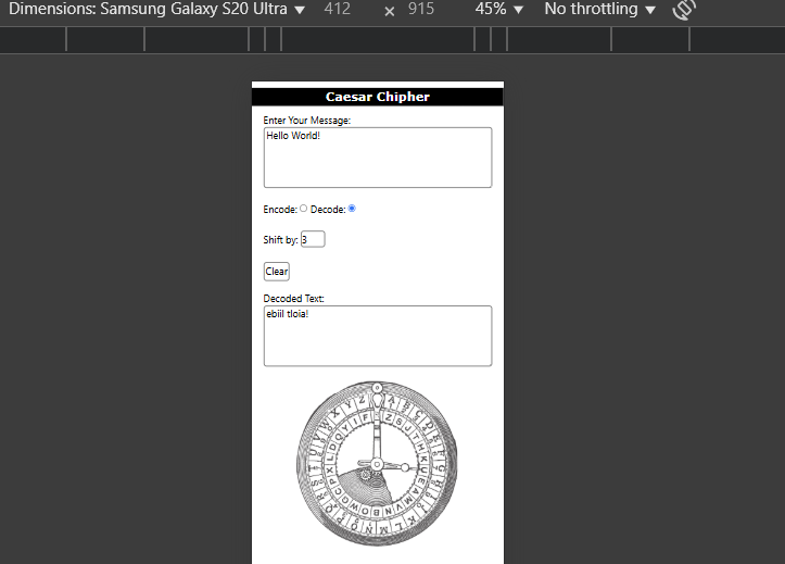 mobile version of the calculator