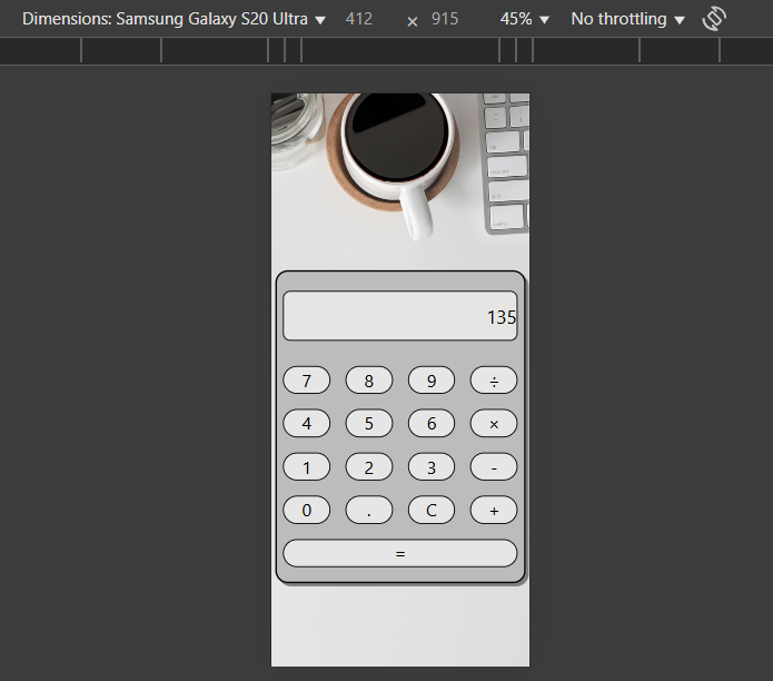mobile version of the calculator